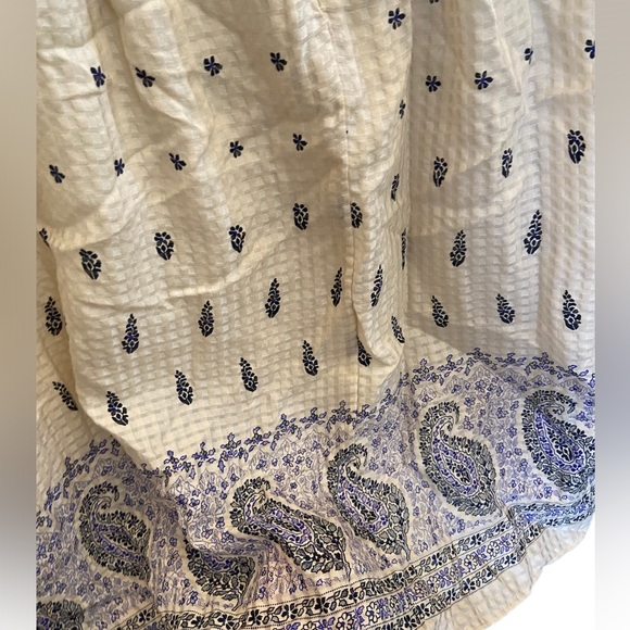 Madewell Silk Nomad Paisley Dress in Cream and Blue - Picture 11 of 12